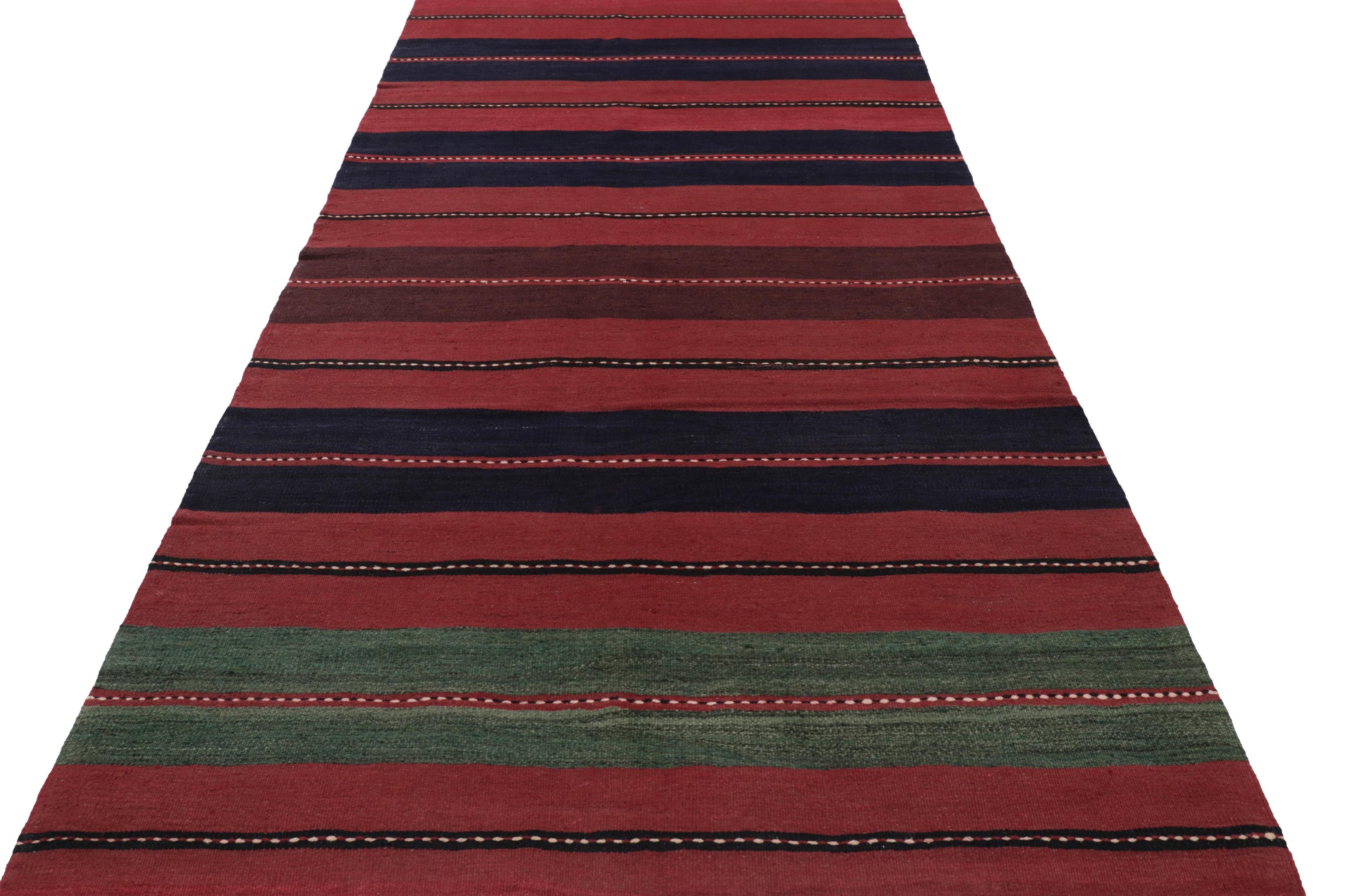 Mid-20th Century Vintage Bakhtiari Persian Kilim, Red and Black Geometric Stripes - Rug & Kilim For Sale