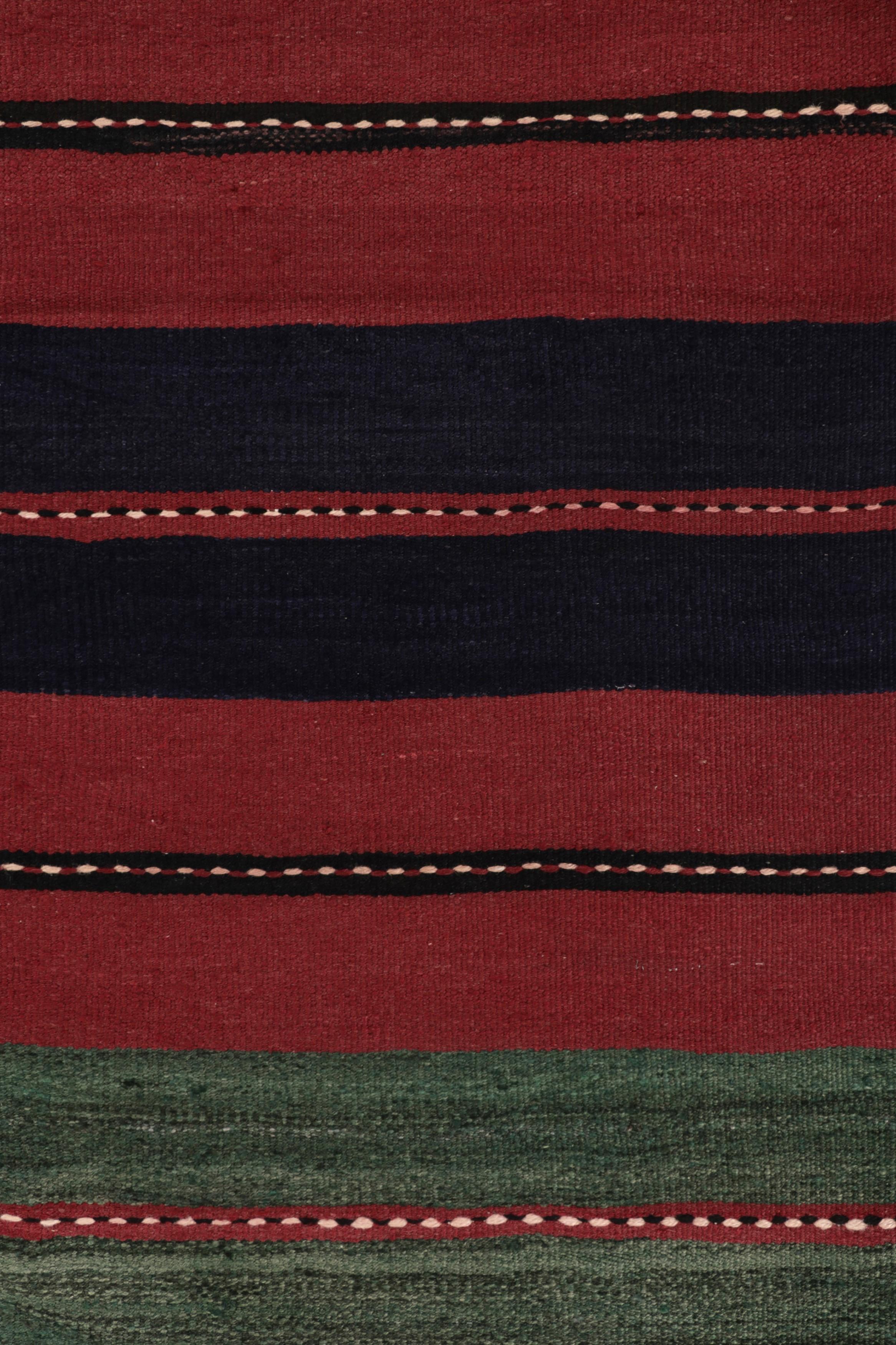 Wool Vintage Bakhtiari Persian Kilim, Red and Black Geometric Stripes - Rug & Kilim For Sale