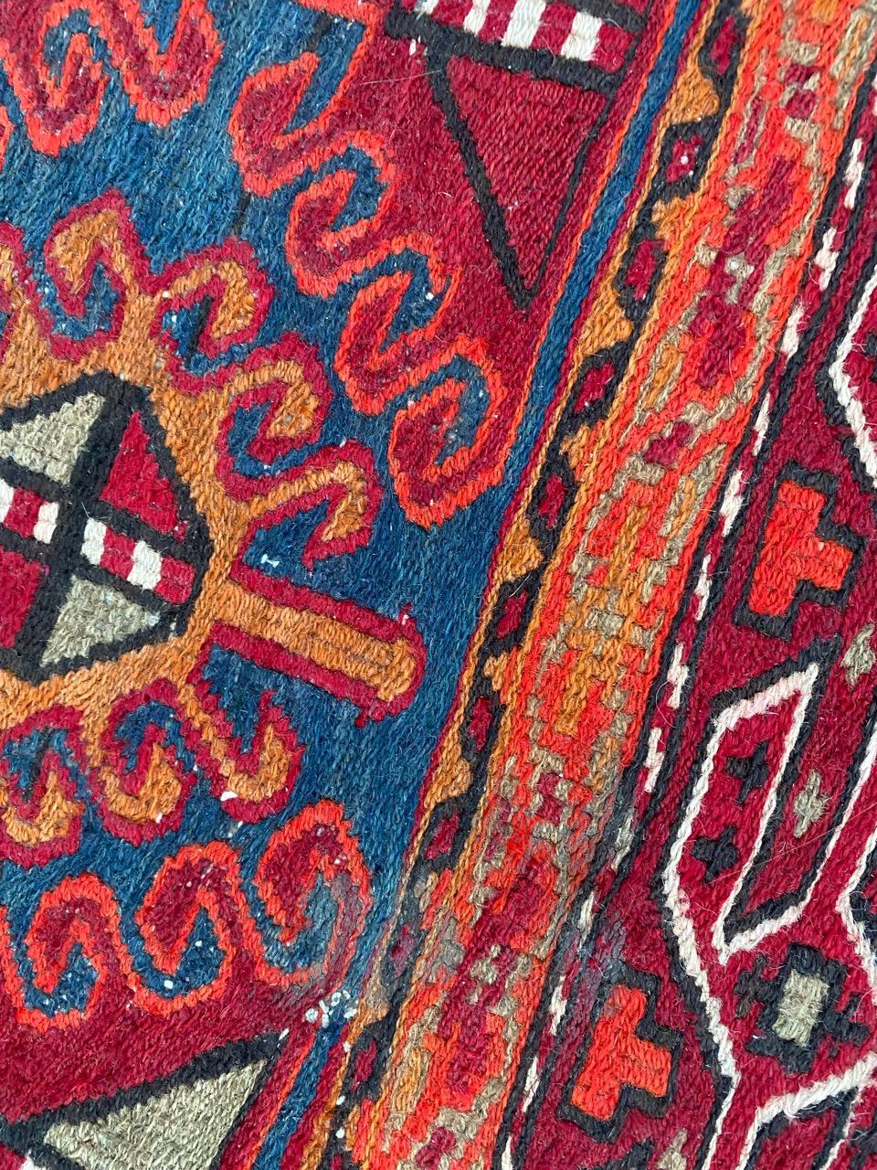 Hand-Woven Bobyrug’s Vintage Shahsavand Soumak Kilim For Sale