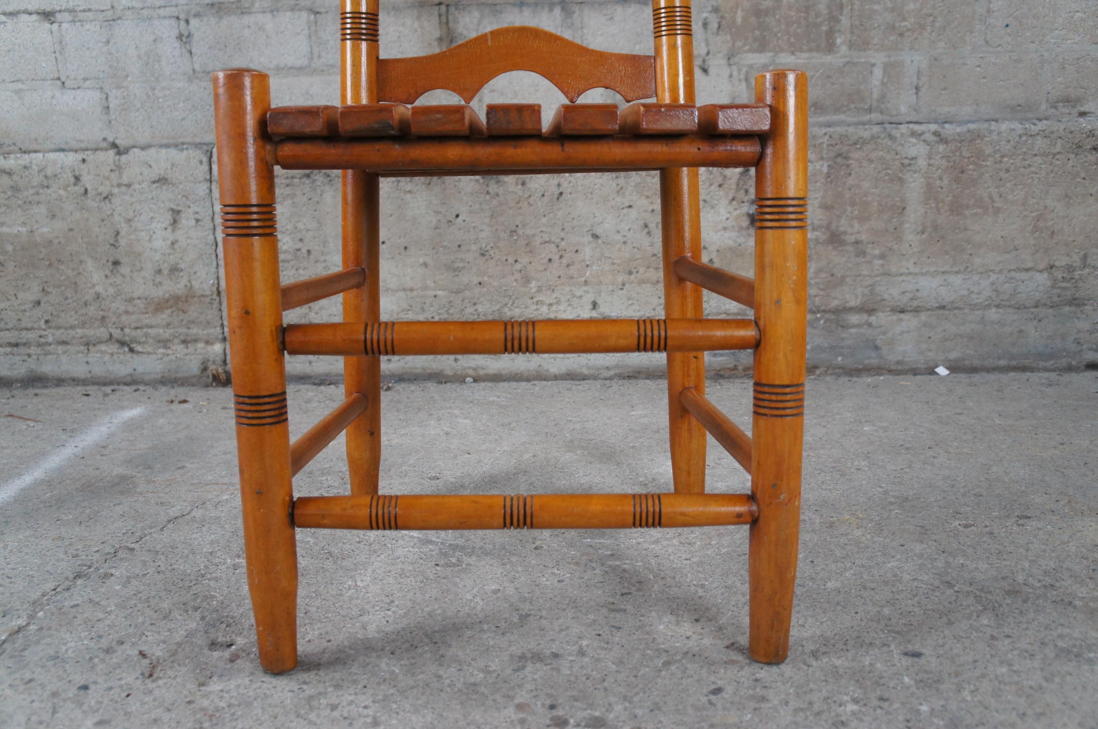 Vintage Shaker Arts & Crafts Oak Ladderback Side Accent Chair 4