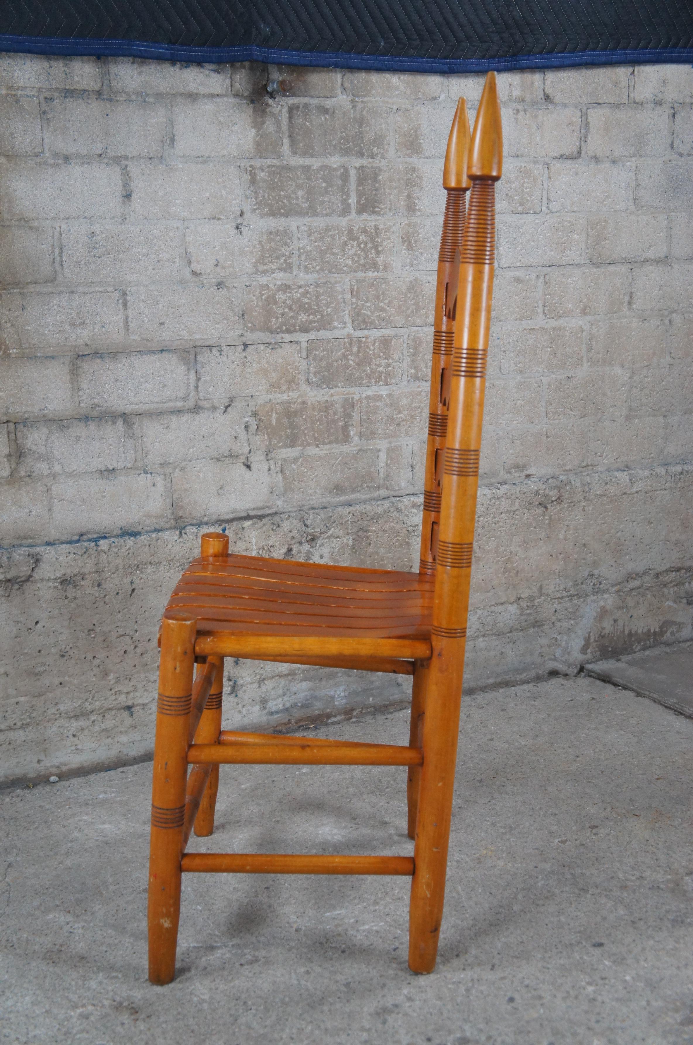 Vintage Shaker Arts & Crafts Oak Ladderback Side Accent Chair For Sale 4