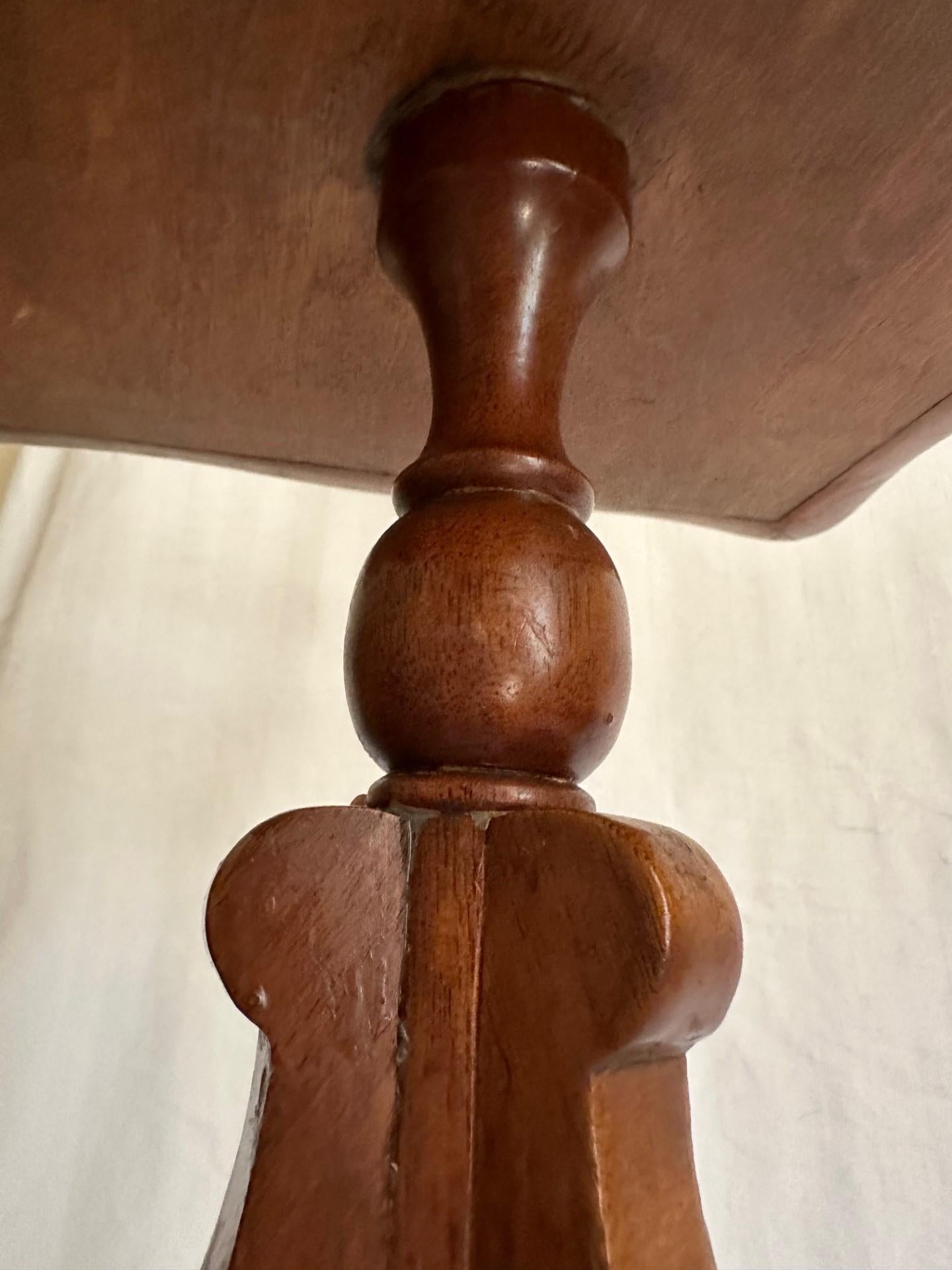 Leather Vintage Shaker Style Spider Leg Candle Stand. For Sale