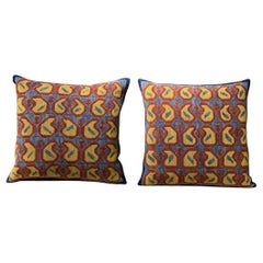 Vintage Shakhrisabz Silk Embroidered Pillow Covers (Pair)
