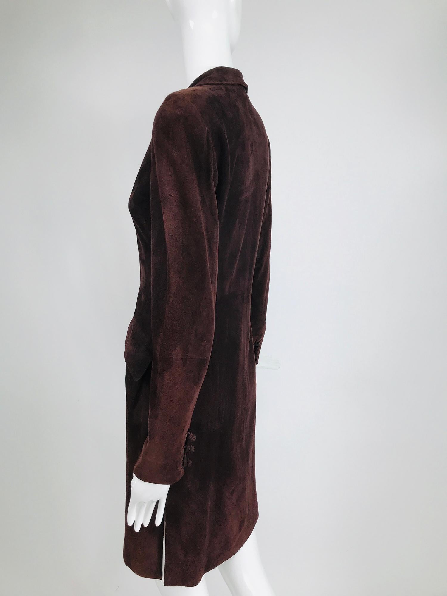 Vintage Shanghai Tang 1930s Inspired Wine Lamb Suede Coat 1990s 2