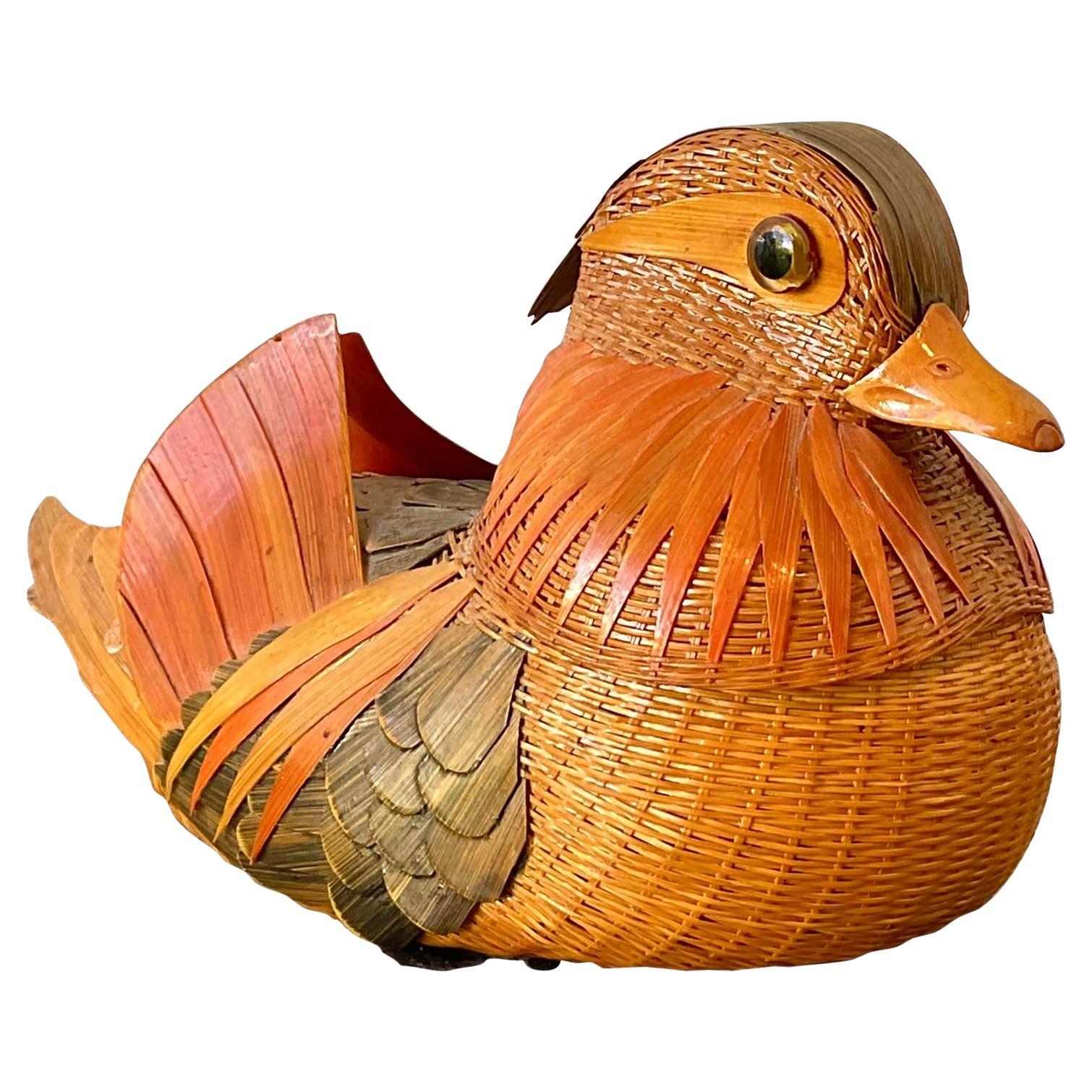 Vintage Shanghai Handicrafts Weave Rattan Bird