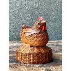 Vintage Shanghai Weave Rooster Music Box