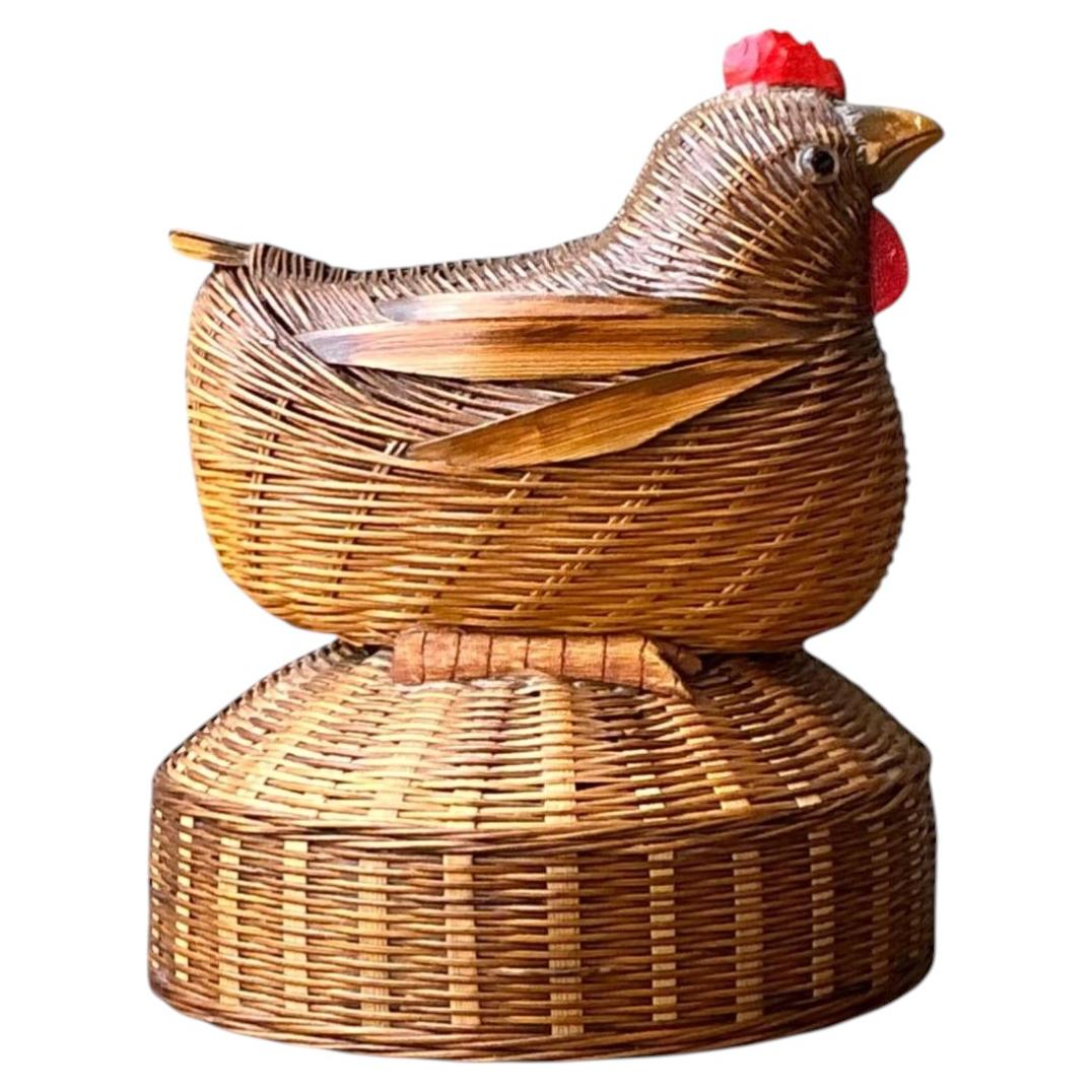 Vintage Shanghai Weave Rooster Music Box