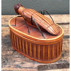 Vintage Shanghai Weave Woven Rattan Bug Box