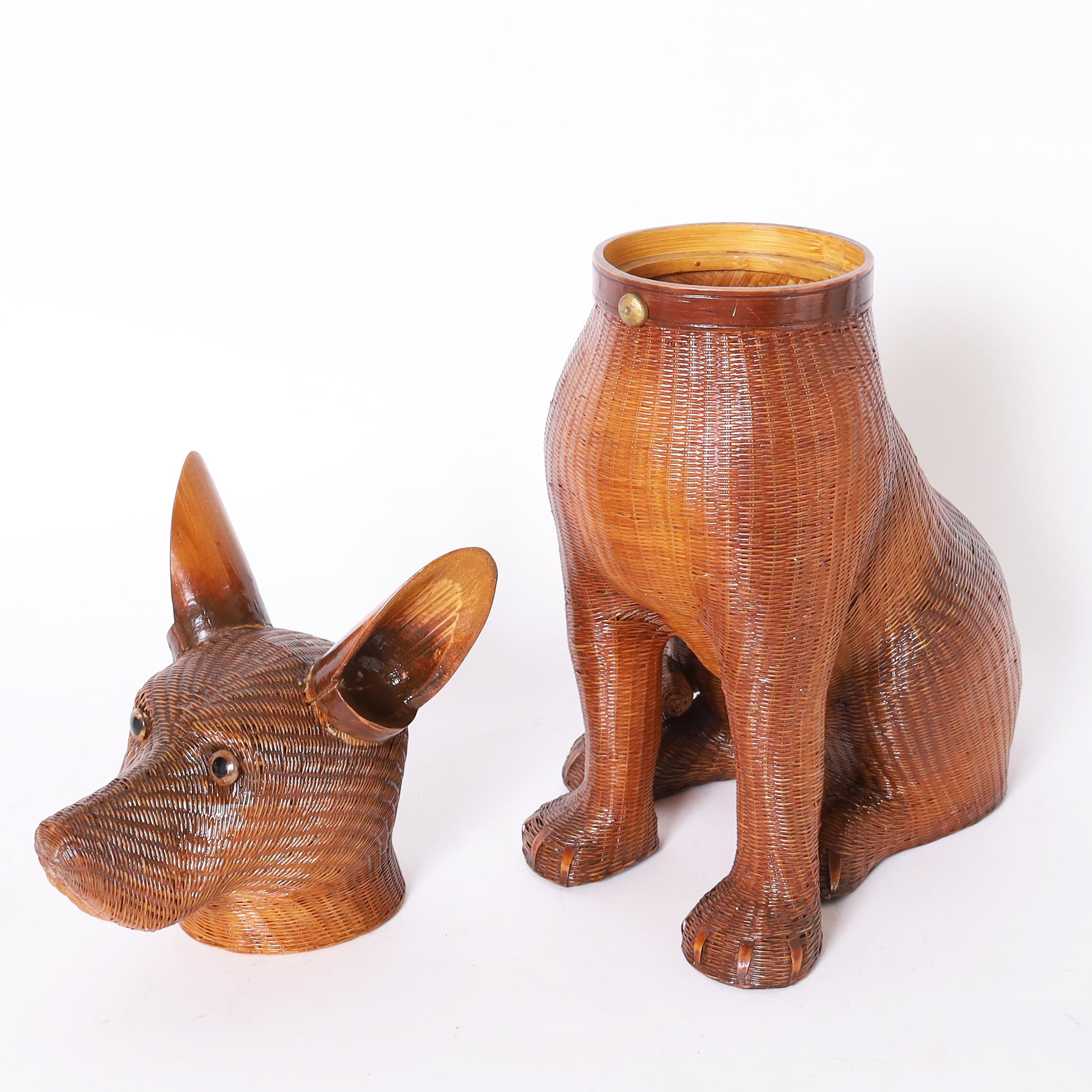Vimini Cesto o scatola per cani in vimini di Shanghai vintage in vendita