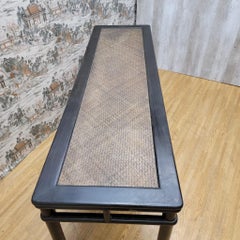 Vintage Shanxi Province Black Lacquer Wicker Rattan Altar Table
