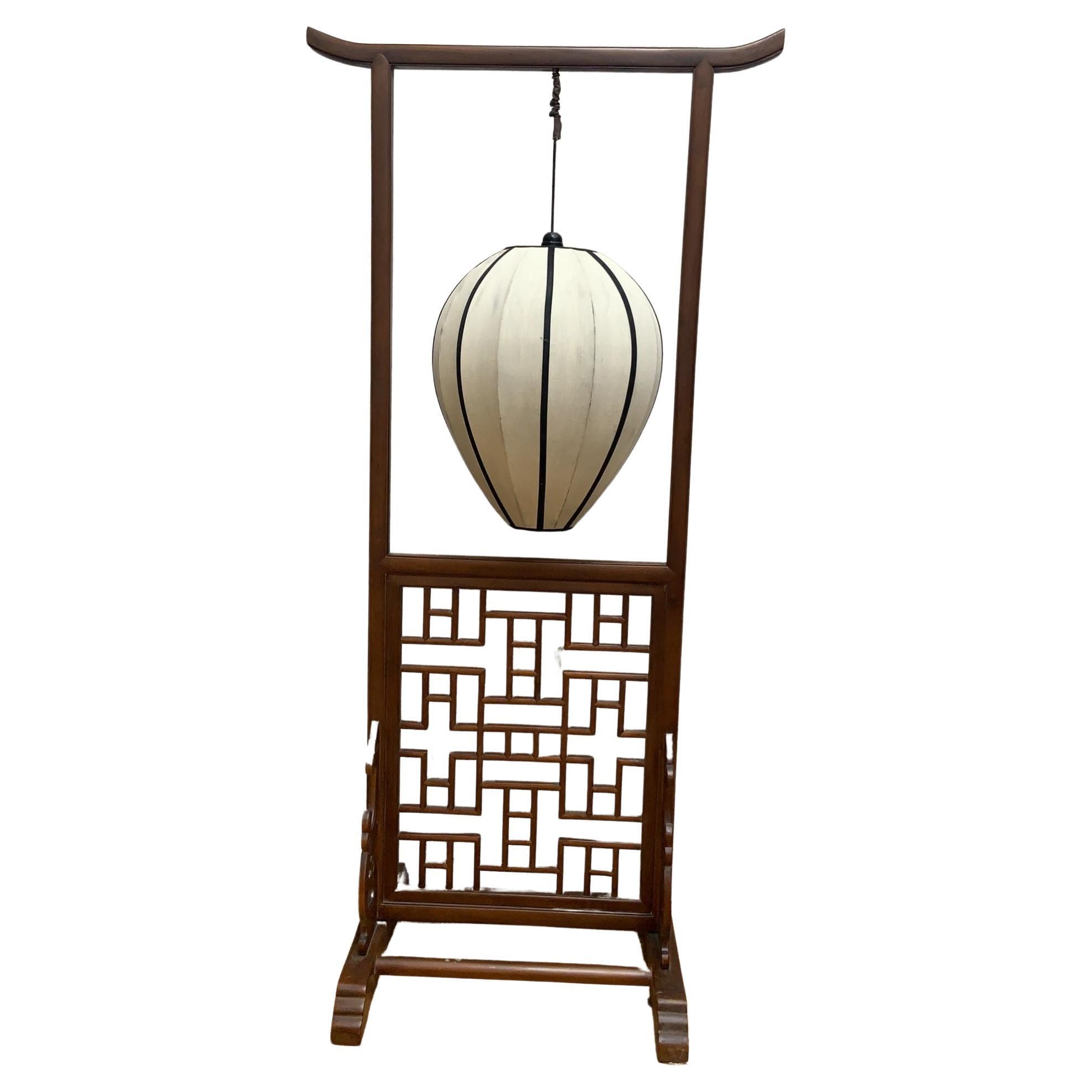 Vintage Shanxi Province Elm Cream Lantern Floor Lamp For Sale