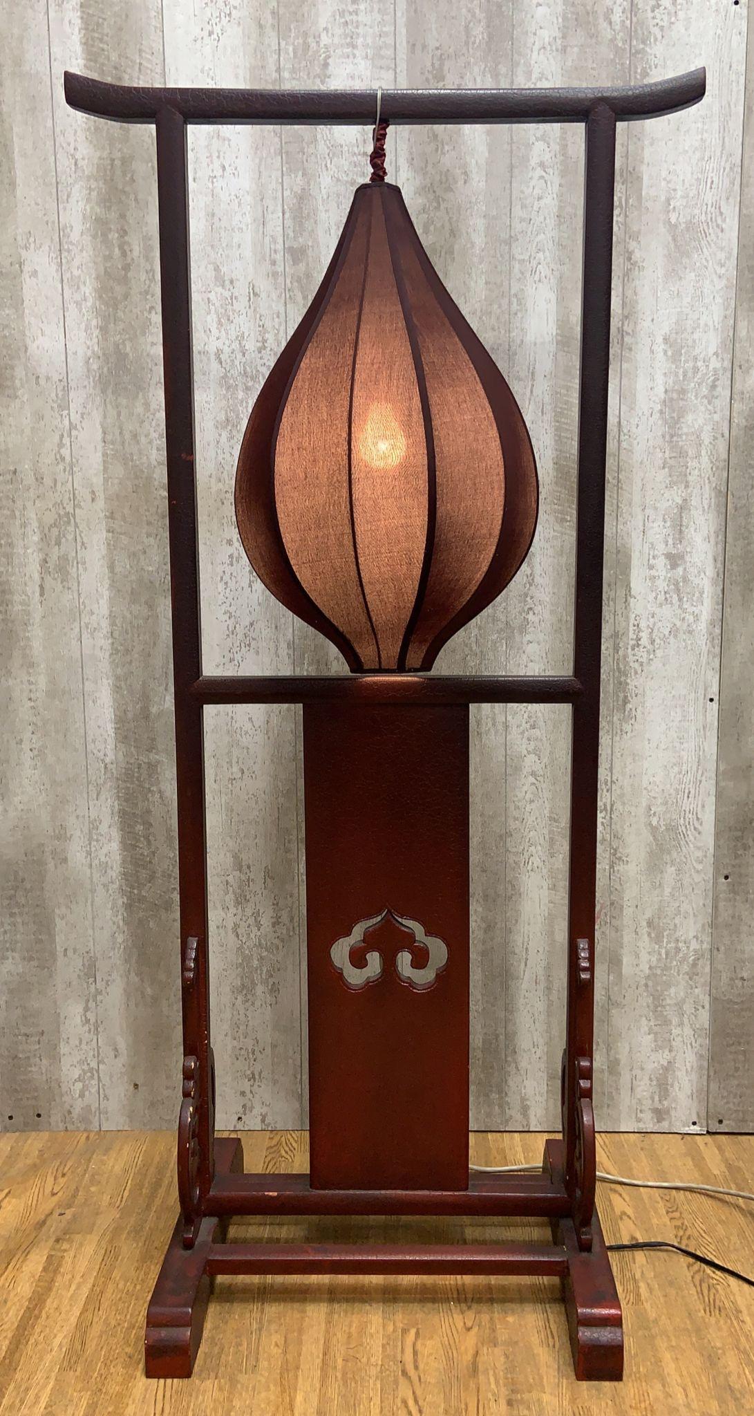 20th Century Vintage Shanxi Province Elm Red Lantern Floor Lamp For Sale