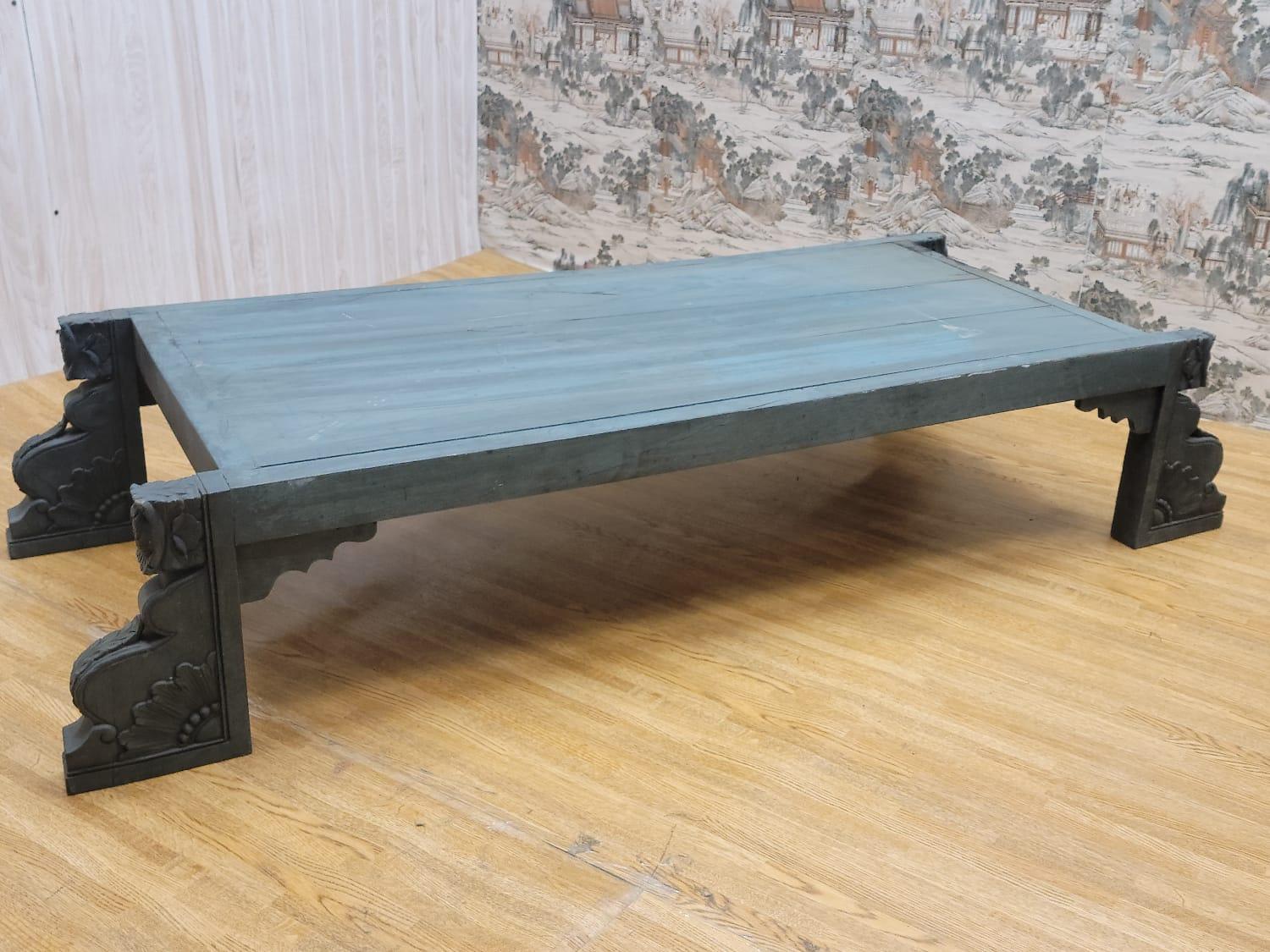 Vintage Shanxi Province Slate Elmwood Coffee Table with Carved Legs

Circa: 1999 

Dimensions:

W: 71