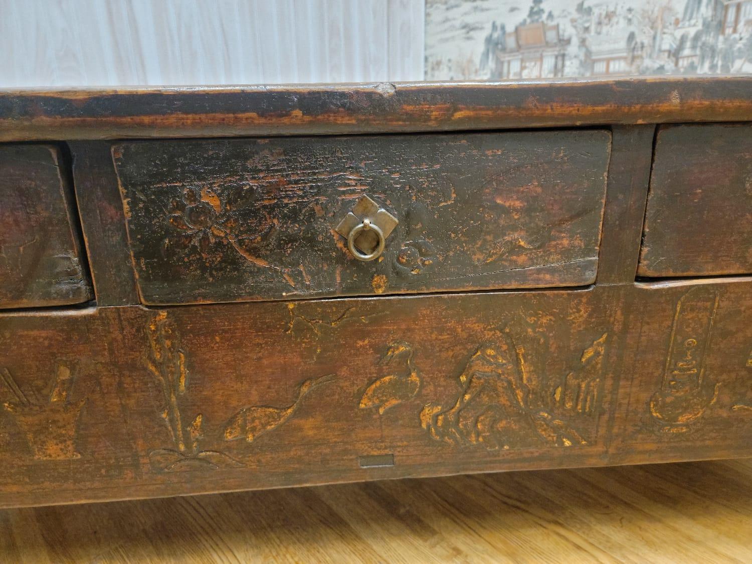 Antique Hand Carved Shanxi Province Coffer Sideboard For Sale 3