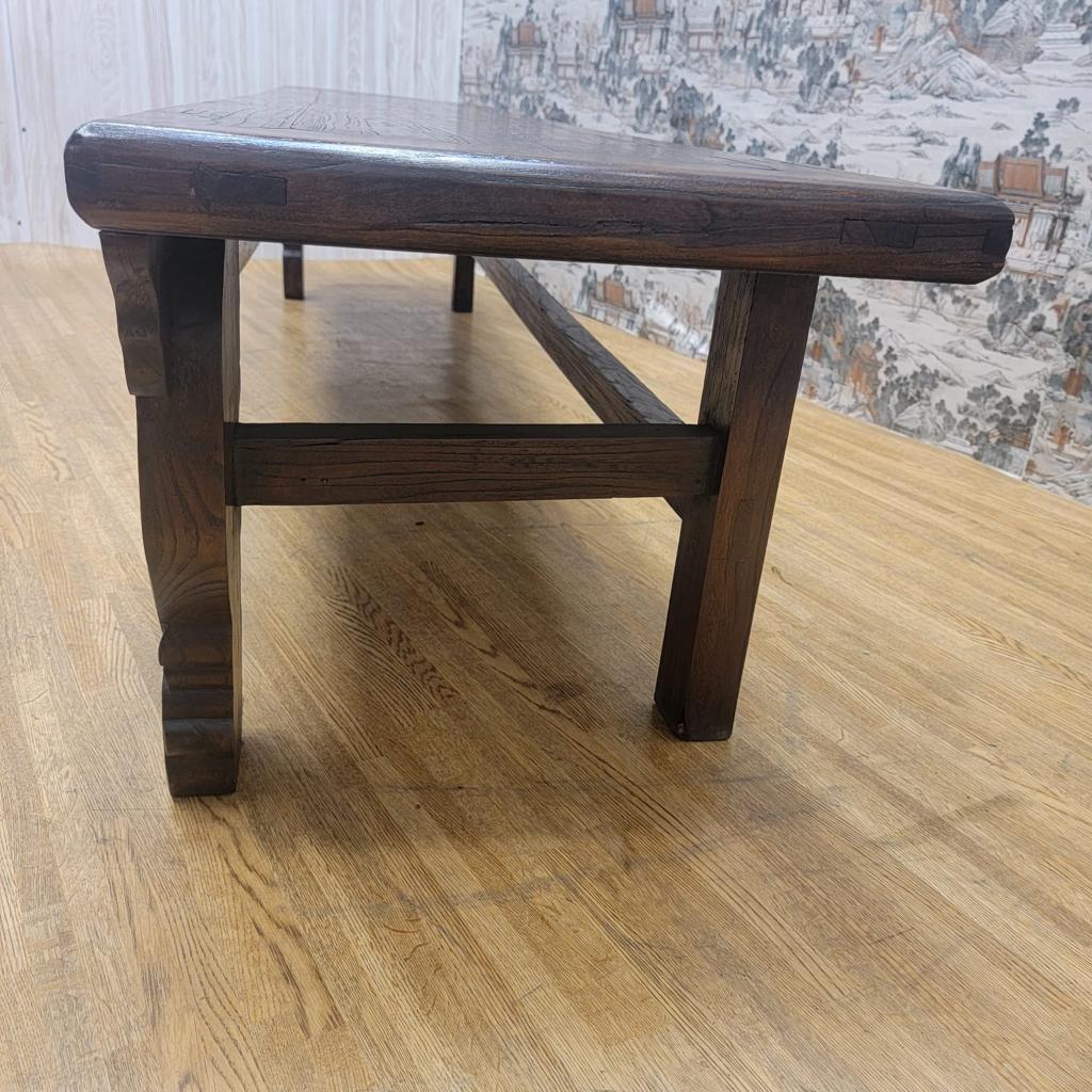 Chinese Export Vintage Shanxi Province Elmwood Long Narrow Coffee Table For Sale