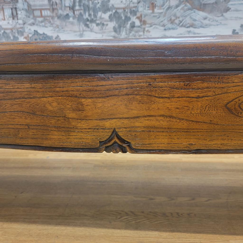 Hand-Carved Vintage Shanxi Province Elmwood Long Narrow Coffee Table For Sale