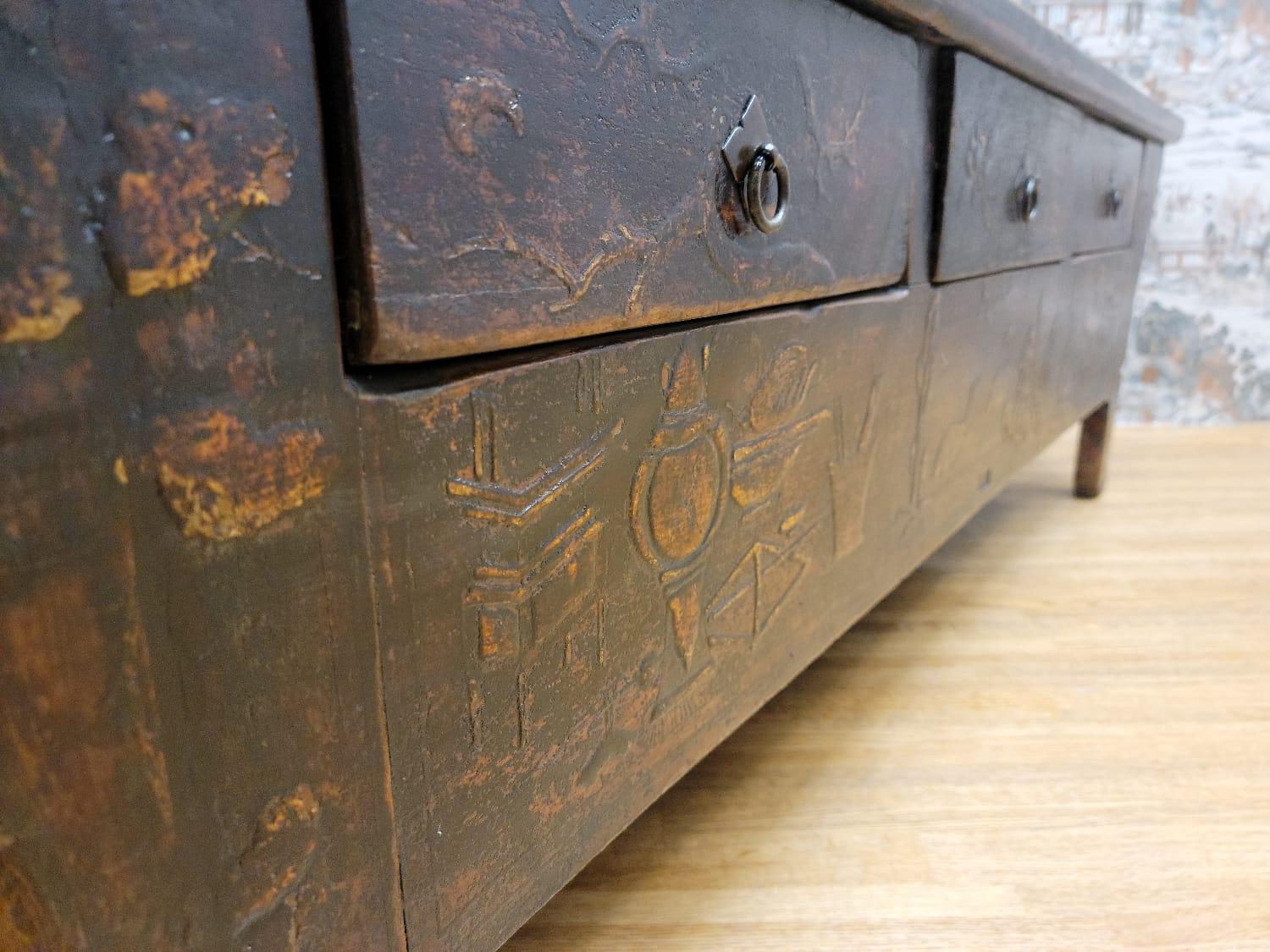 Wood Antique Hand Carved Shanxi Province Coffer Sideboard For Sale