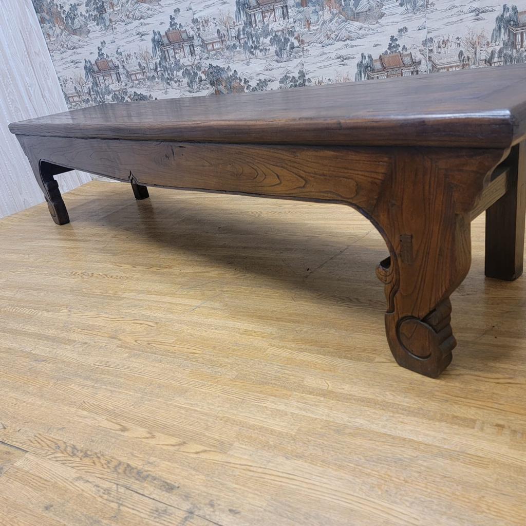Late 20th Century Vintage Shanxi Province Elmwood Long Narrow Coffee Table For Sale