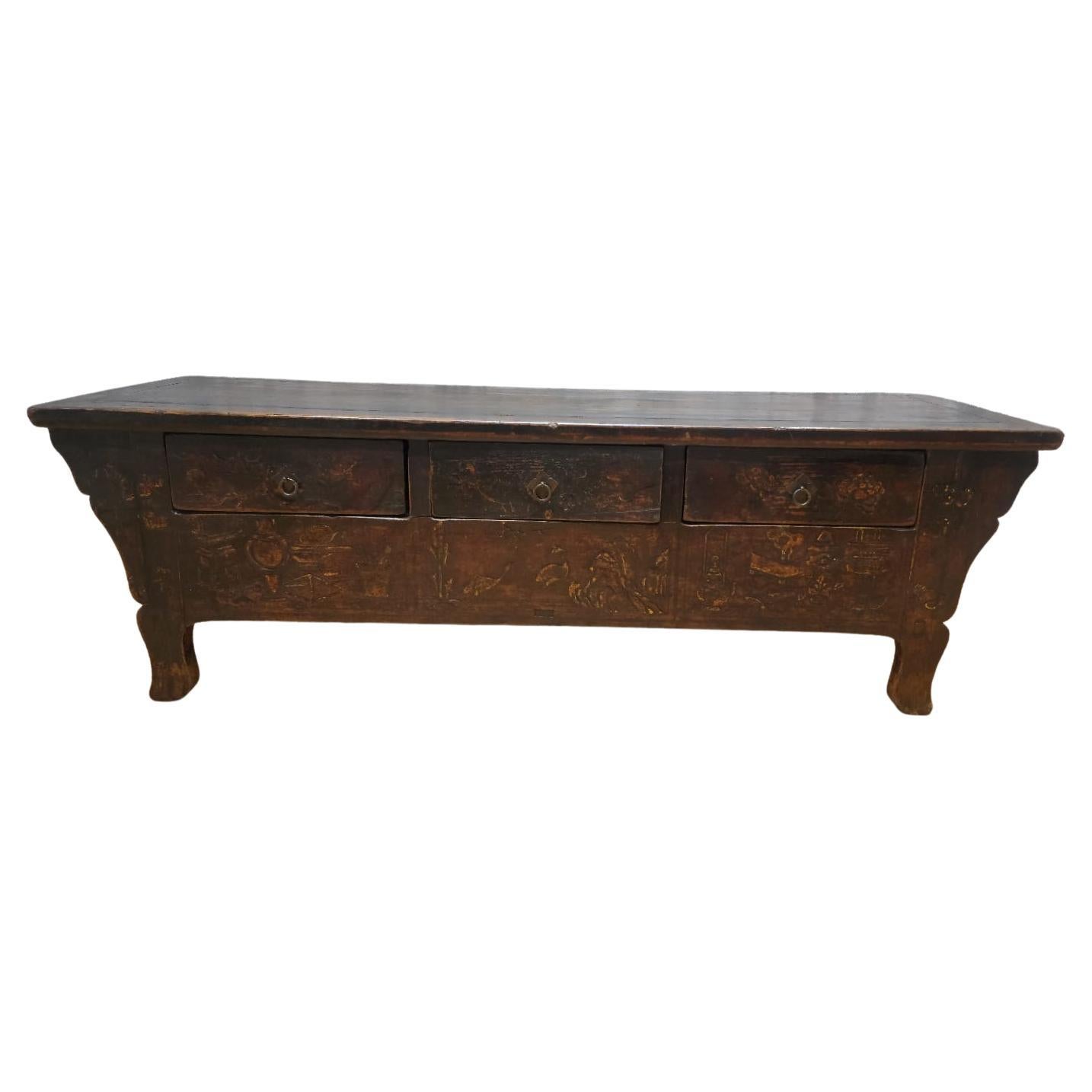 Antique Hand Carved Shanxi Province Coffer Sideboard For Sale