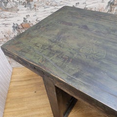 Vintage Shanxi Province Long Elm Calligraphy Table with Carved Legs