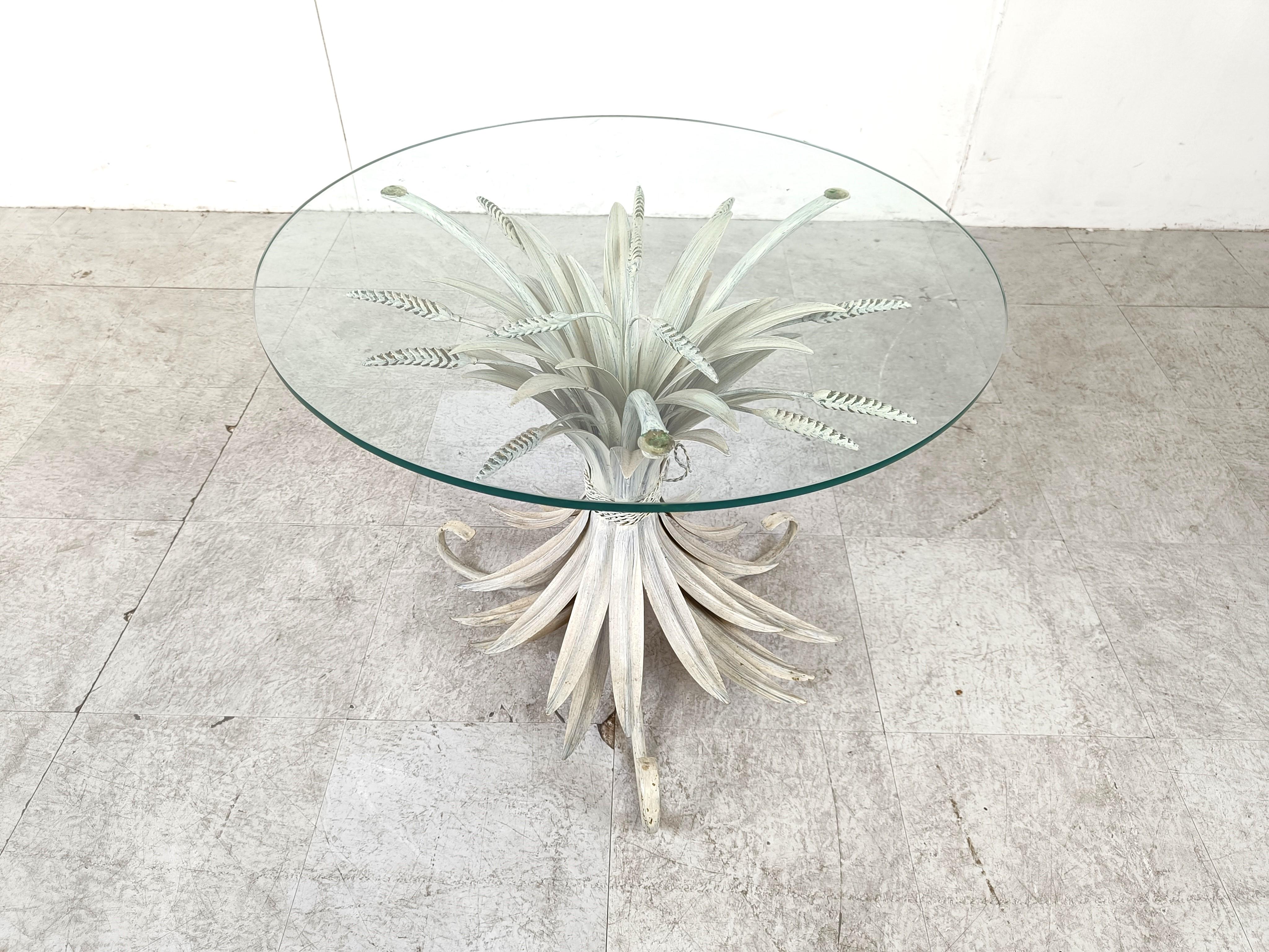 Hollywood Regency Vintage sheaf of wheat coco chanel coffee table, 1960s