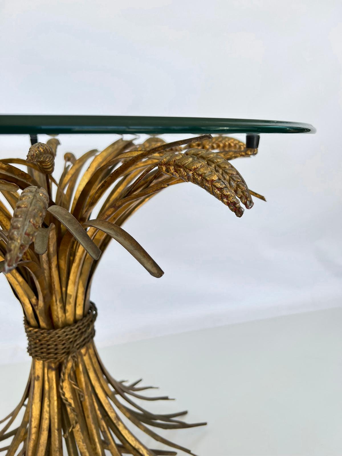 Italian Vintage Sheaf of Wheat Occasional or End Table of Gilded Iron For Sale