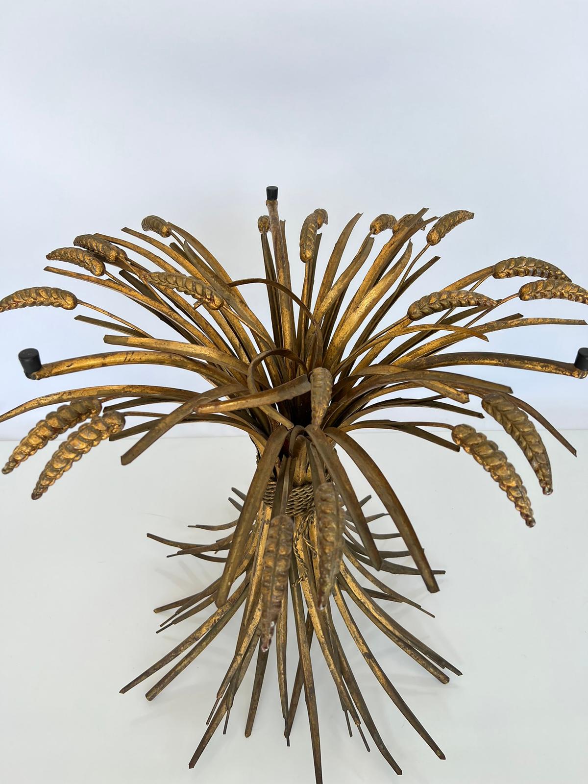 Mid-20th Century Vintage Sheaf of Wheat Occasional or End Table of Gilded Iron For Sale