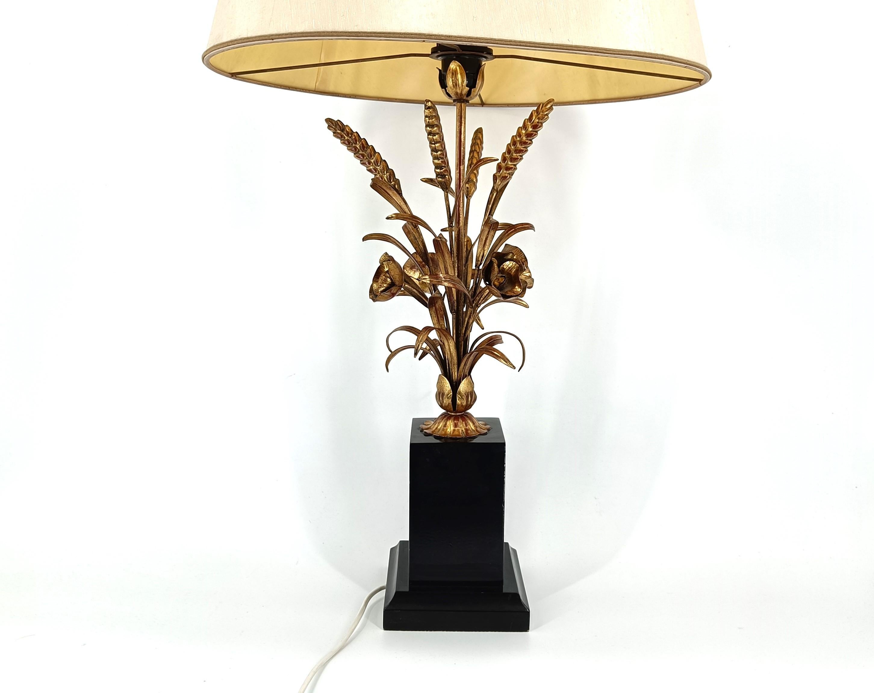 Vintage Weizengarbe Tischlampe - 1960er Jahre (Vergoldet) im Angebot