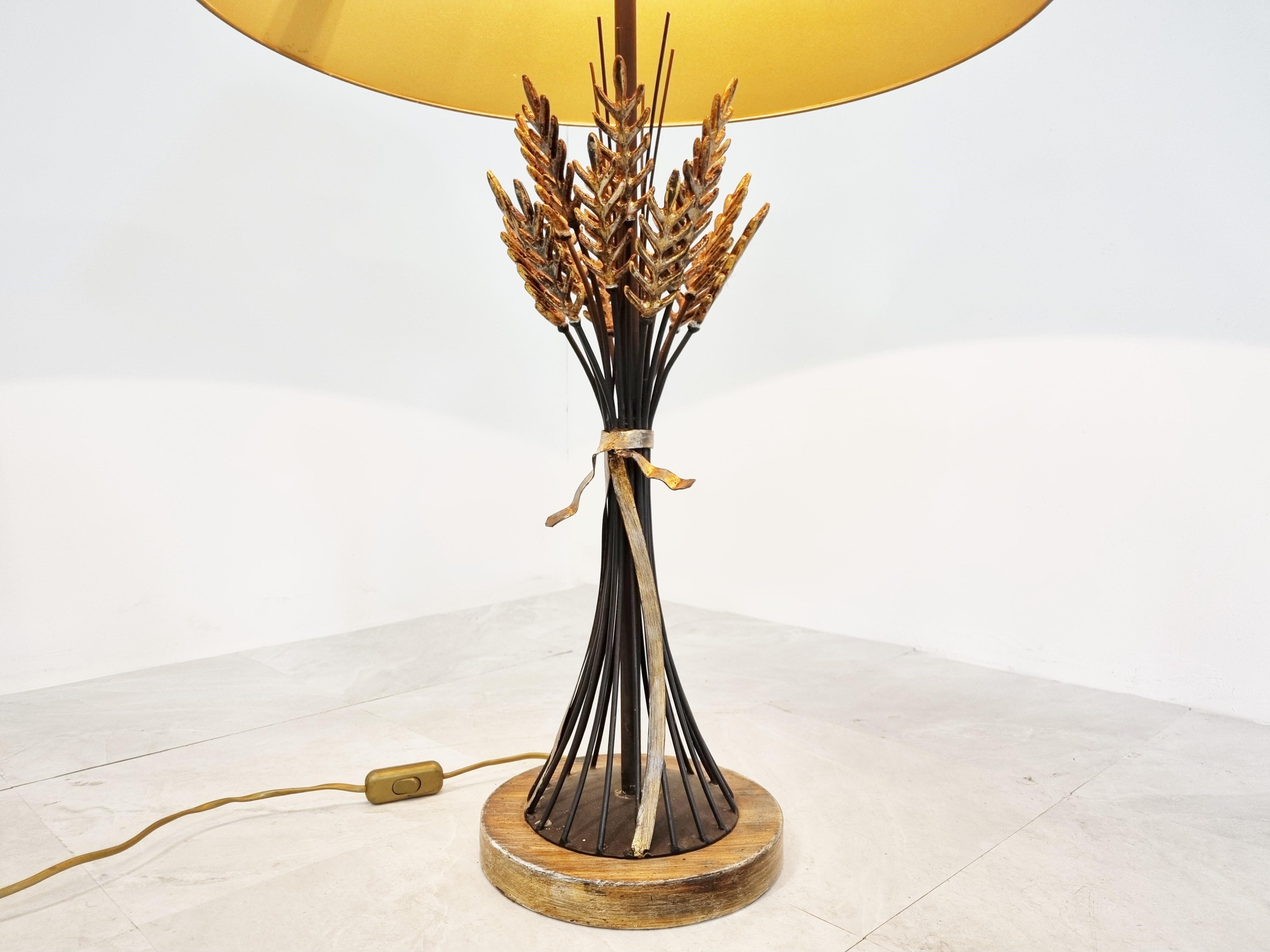 Doré Lampe de table Vintage Sheaf of Wheat, 1960s en vente