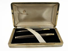 Juego vintage de pluma estilográfica y bolígrafo Sheaffer con acabado de oro de 12K y diamantes P