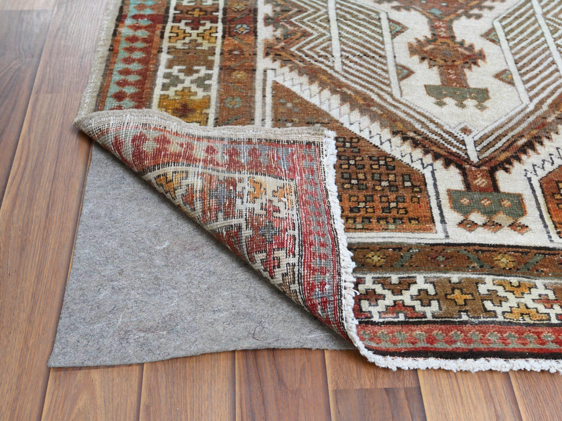 Medieval Vintage Sheared Low Areas of Wear Hand Knotted Clean Wool Persian Serab Red Rug For Sale