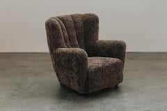 Vintage Shearling Cabinetmaker Lounge Chair From Denmark, Circa 1950