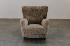 Vintage Shearling Cabinetmaker Lounge Chair From Denmark, Circa 1950