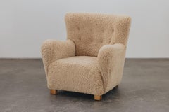 Vintage Shearling Cabinetmaker Lounge Chair From Denmark, Circa 1950