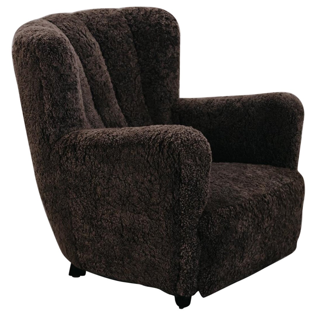 Vintage Shearling Cabinetmaker Lounge Chair From Denmark, Circa 1950