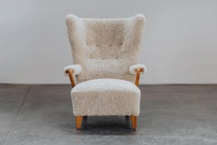 Vintage Shearling Cabinetmaker Lounge Chair From Denmark, Circa 1960