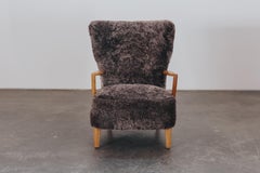 Vintage Shearling Cabinetmaker Lounge Chair From Denmark, Circa 1960