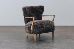 Vintage Shearling Cabinetmaker Lounge Chair From Denmark, Circa 1960