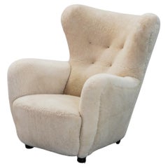 Vintage Shearling Cabinetmaker Lounge Chair From Denmark, Circa 1960
