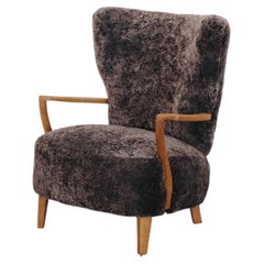 Vintage Shearling Cabinetmaker Lounge Chair From Denmark, Circa 1960