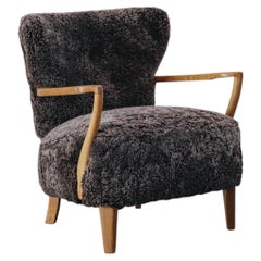 Vintage Shearling Cabinetmaker Lounge Chair From Denmark, Circa 1960