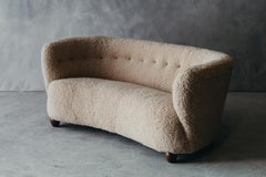 Vintage Shearling Cabinetmaker Sofa from Denmark, circa 1950