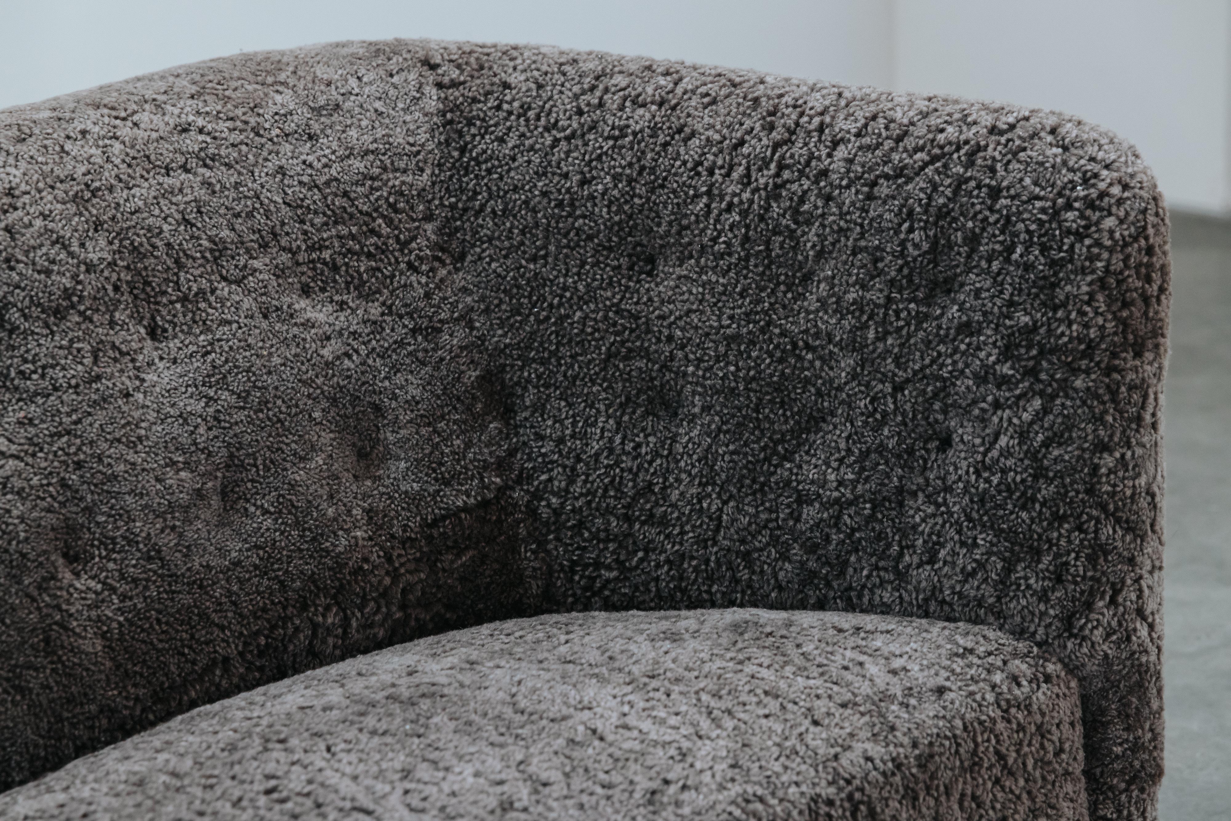 Mid-20th Century Vintage Shearling Cabinetmaker Sofa From Denmark, Circa 1950 For Sale