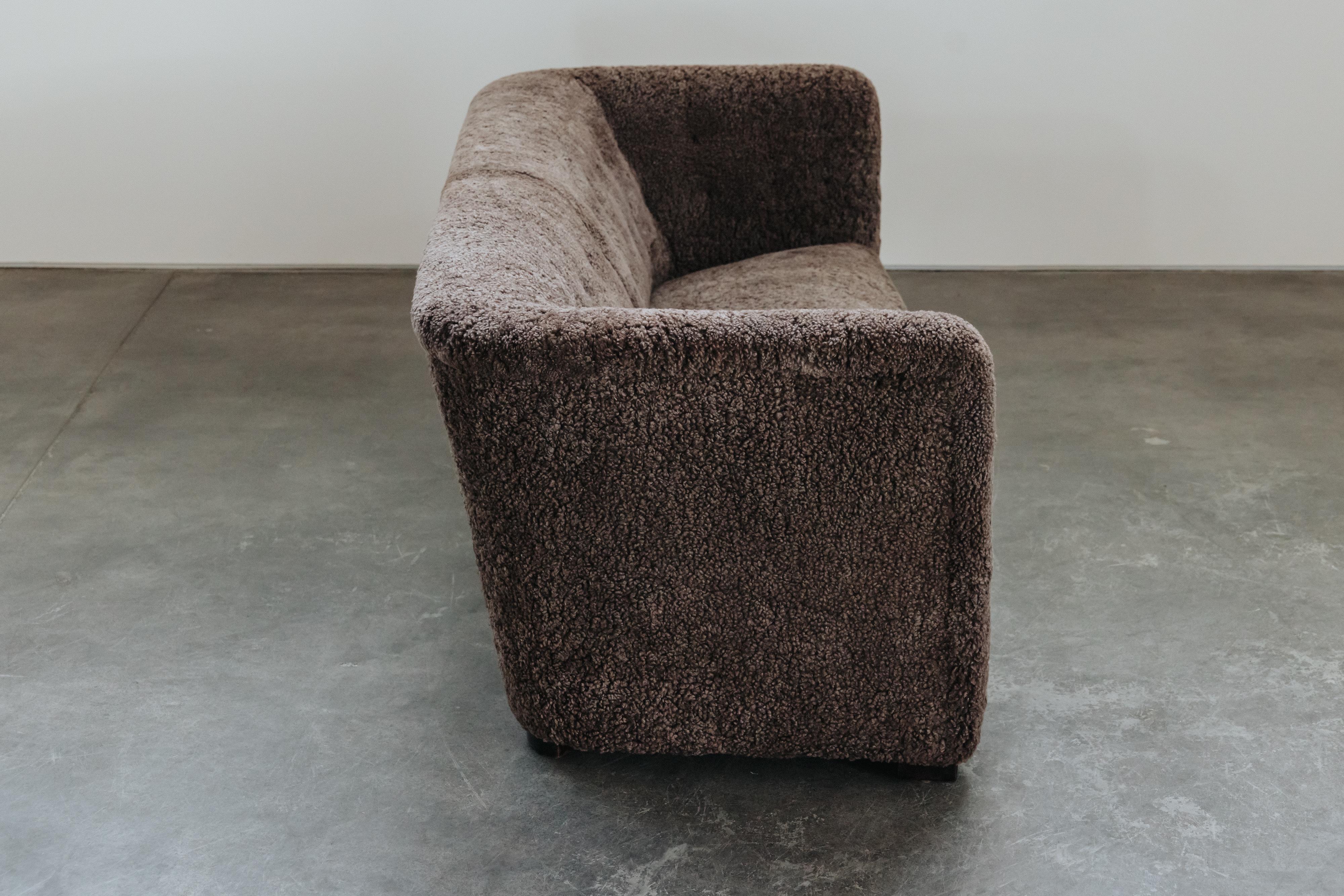 Vintage Shearling Cabinetmaker Sofa From Denmark, Circa 1950 For Sale 2