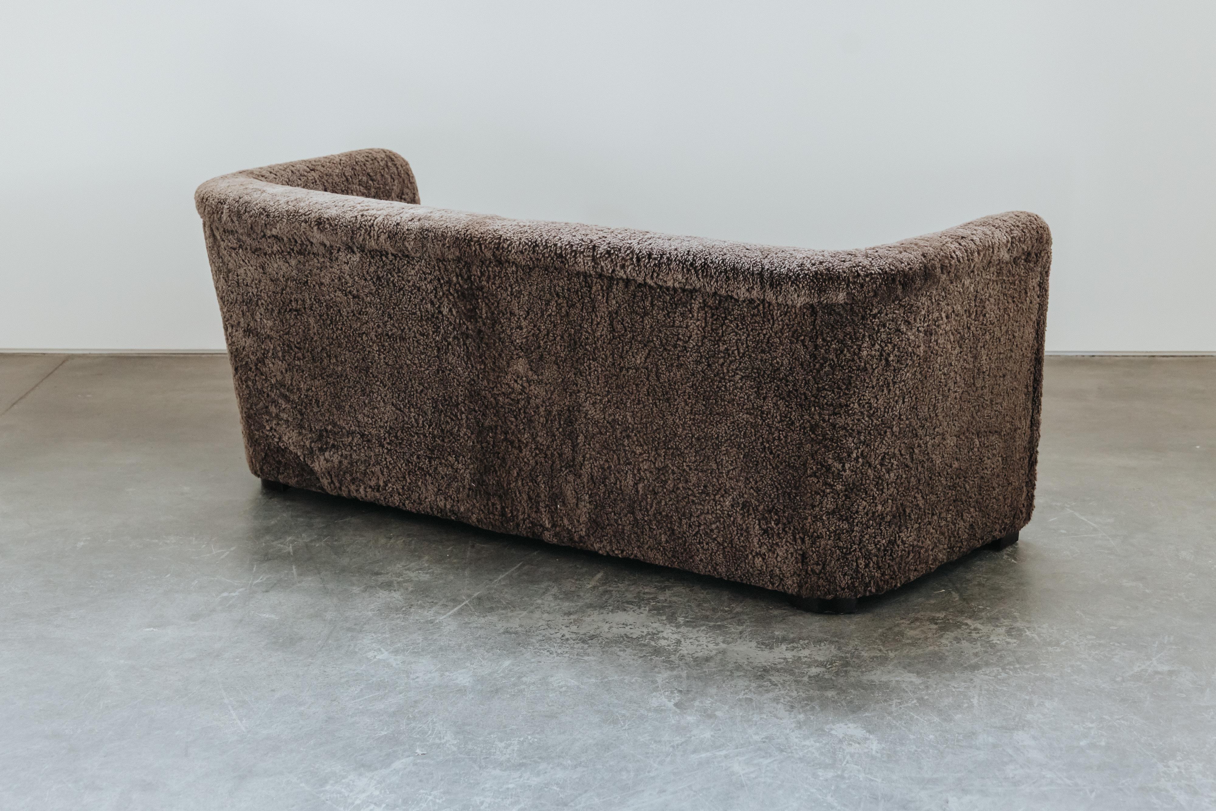 Vintage Shearling Cabinetmaker Sofa From Denmark, Circa 1950 For Sale 3