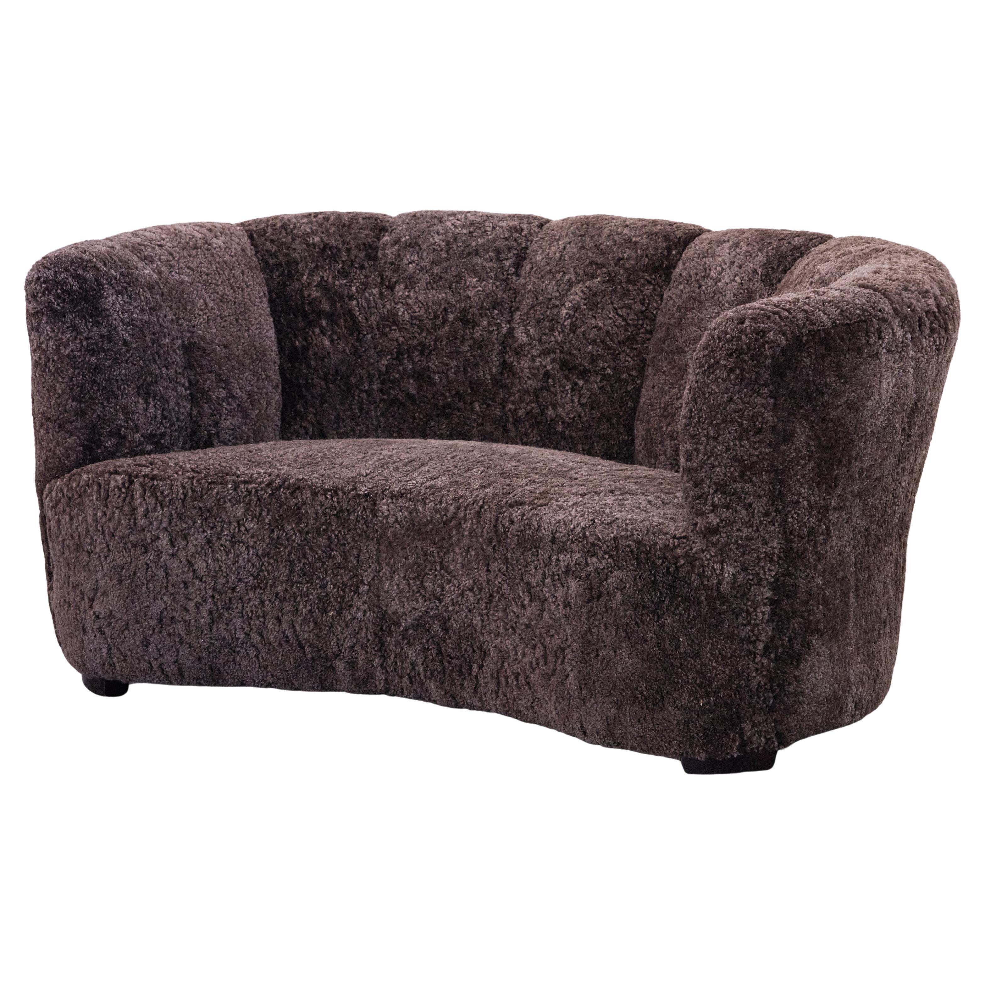 Vintage Shearling Cabinetmaker Sofa From Denmark, Circa 1950