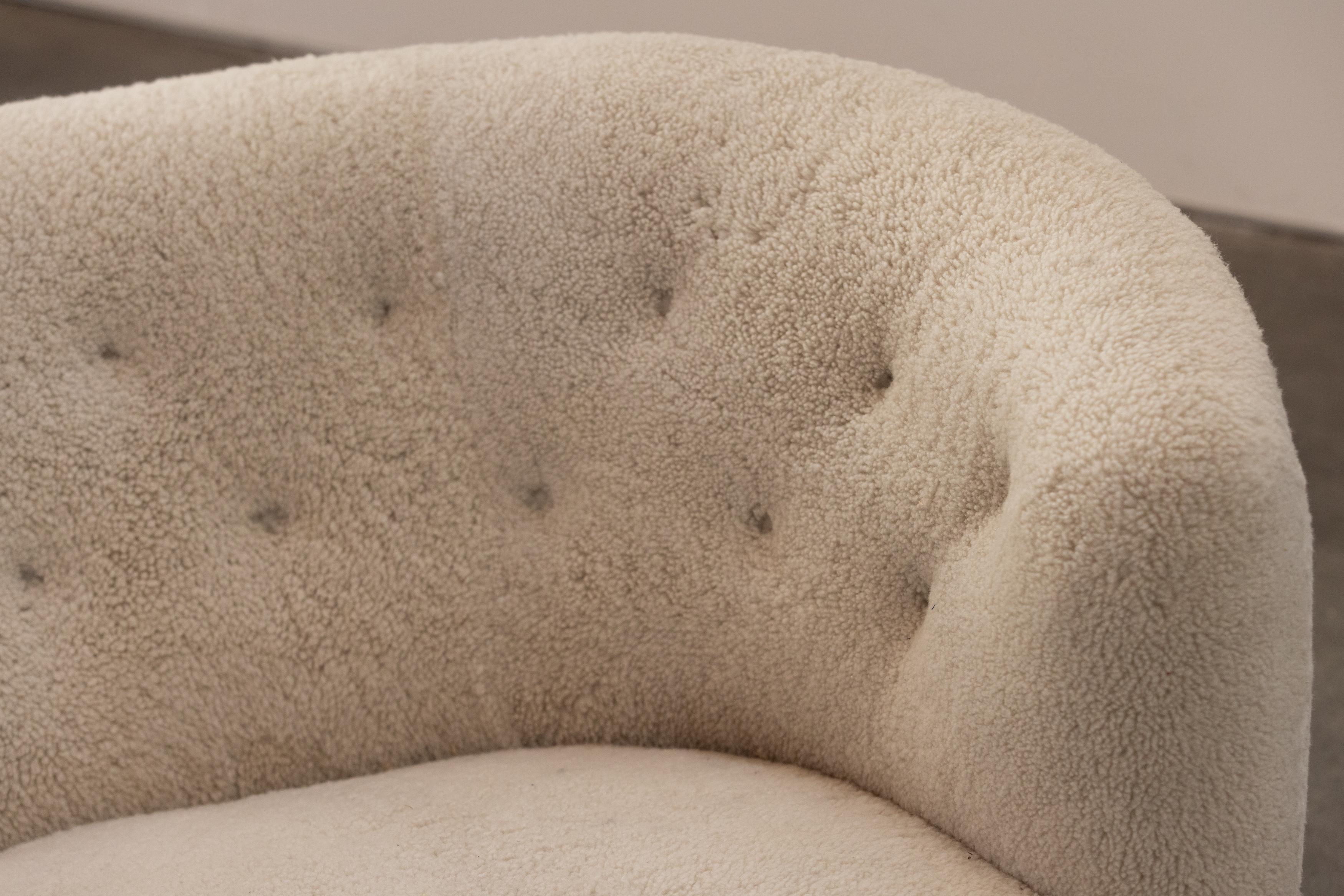 Vintage Shearling Loveseat From Denmark., Circa 1950 In Good Condition In Nashville, TN