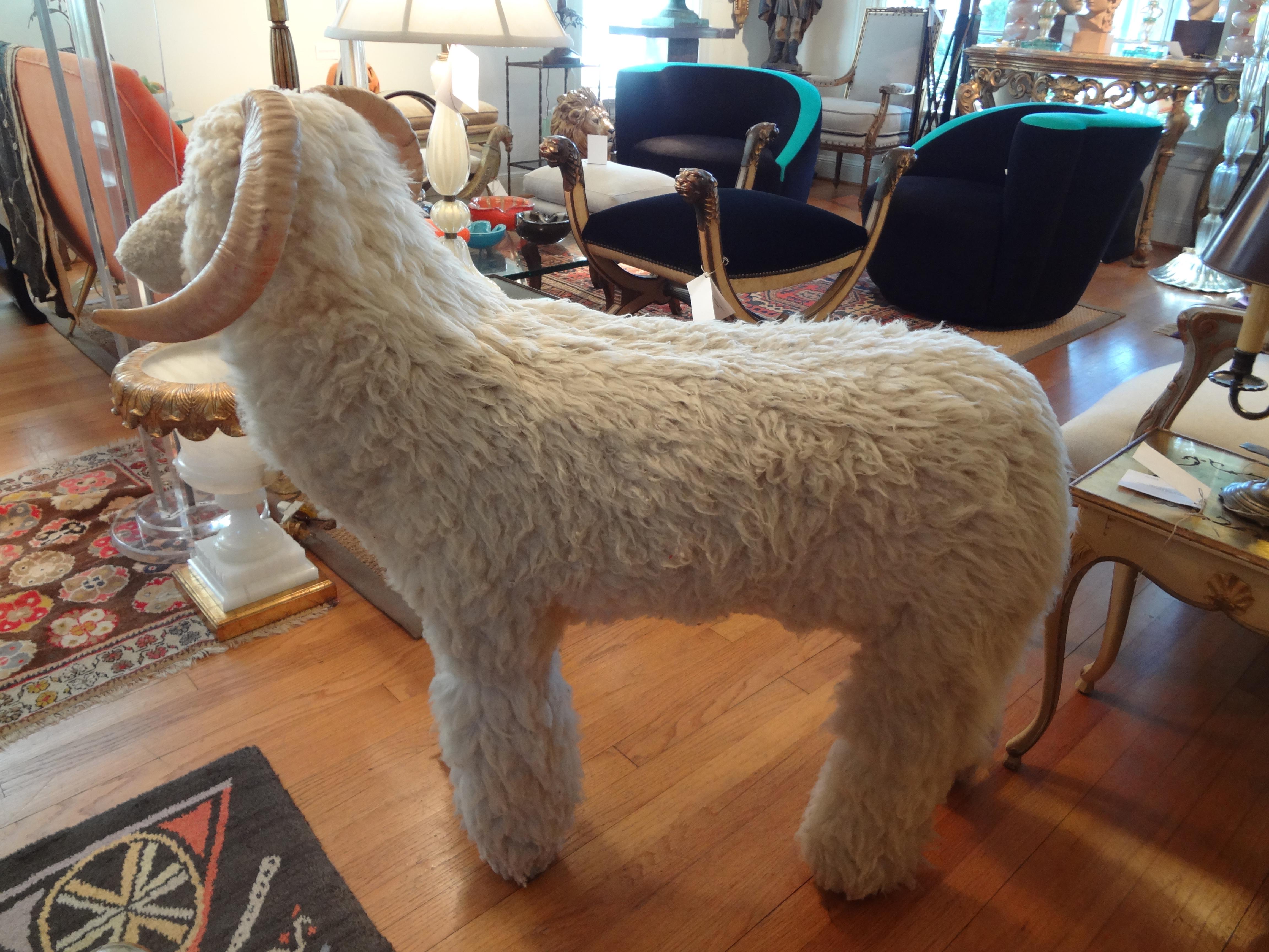 Unknown Vintage Shearling Sheep Sculpture or Bench