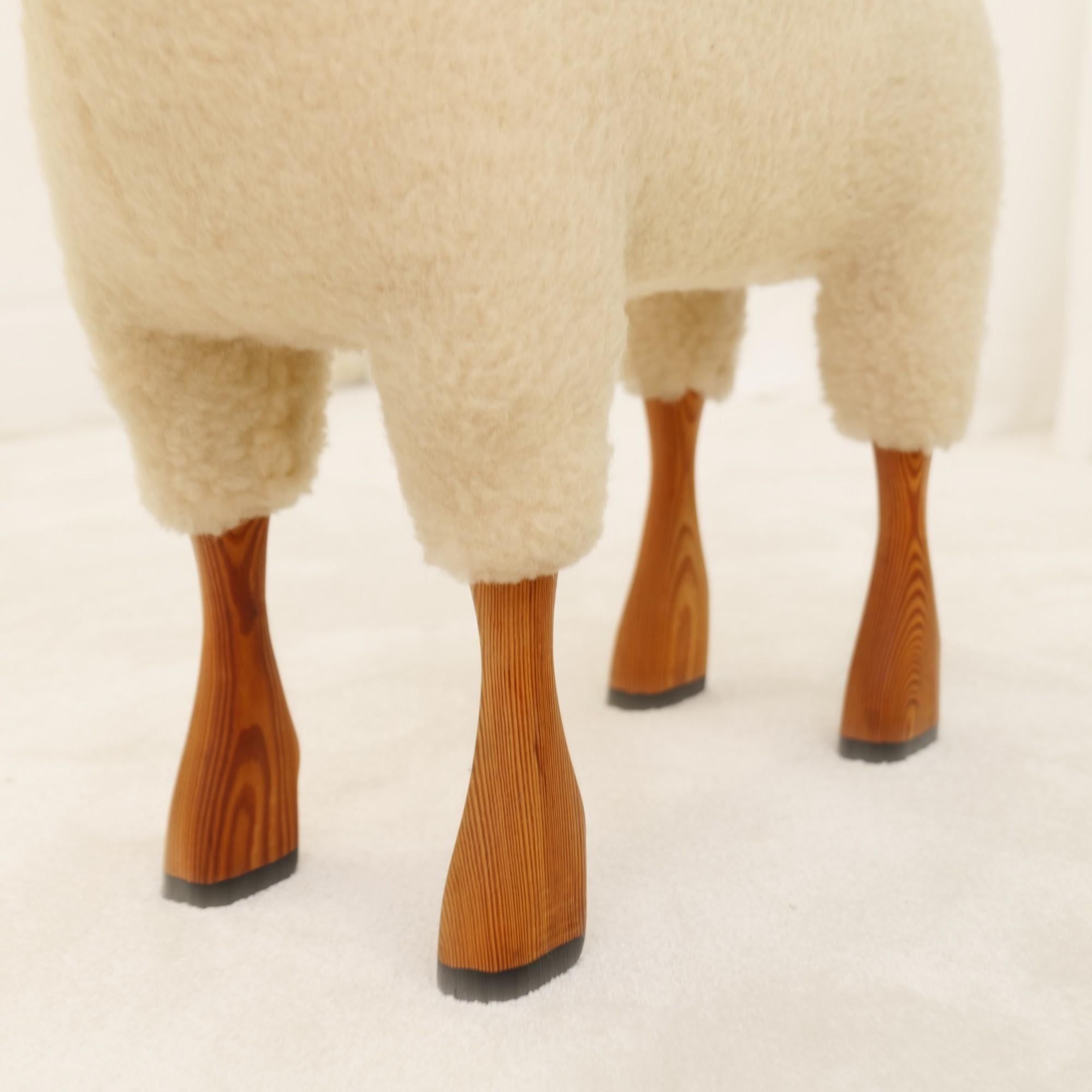 Leather vintage sheep by Hanns Peter Krafft schaf for Mayr wool - 1970s Germany