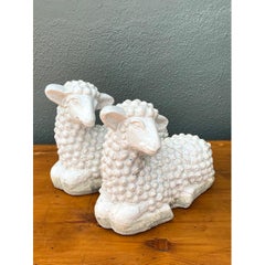 Vintage Sheep Figurines in Ceramic - Set of 2